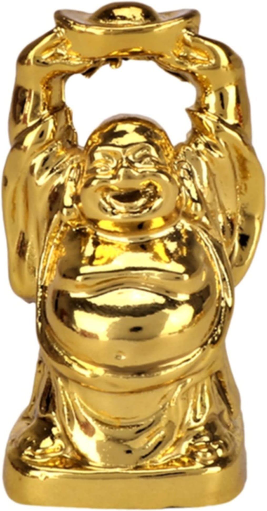 6pcs Laughing Buddha Statue Made by Premium Resin in Shining Gold Color for Enhance Your Luck