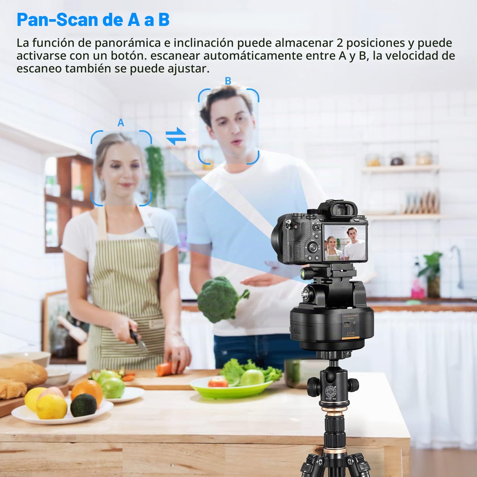 Soonpho M6 Motorizada 360 Grados Erhbarer Eléctrico Remote Panorama Trípode con Abrazadera para Teléfono y Mando a Distancia AI Face Tracking Detección de Gestos AB Dos Puntos Tipo para DSLR