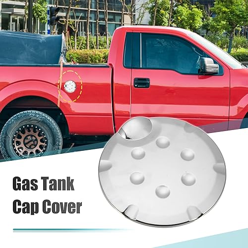 Miniatura 2 de X AUTOHAUX Cubierta de tapa de llenado de tanque de combustible cromada para Ford F-150 2009-2014, cubierta de llenado de puerta de gas, tono