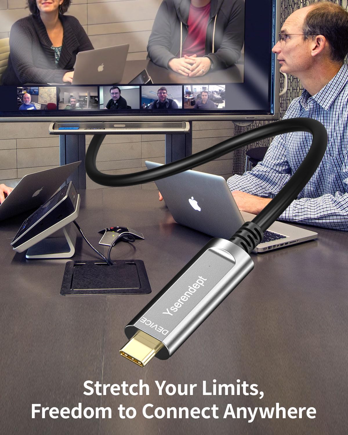 Cable USB C de fibra óptica de 33 pies, USB 3.2 Gen2 de 10 Gbps óptico activo de larga distancia USB C a C para cámaras 4K, VR/AR, proyectores y sistemas médicos
