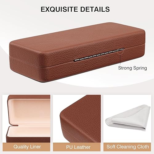 Vista 5 de Marvolia Estuche rígido para lentes de sol, funda protectora de piel sintética para lentes de sol