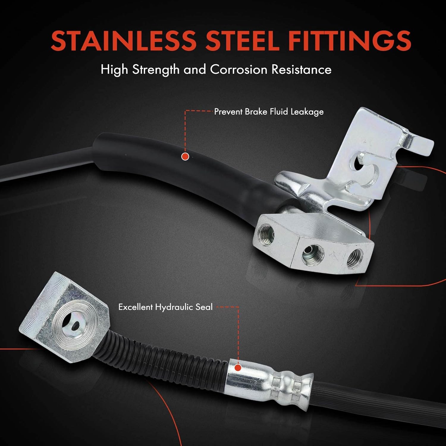 A-Premium Rear Side Brake Hydraulic Hose Compatible with Ford and Mercury Models - Explorer 2006-2011, Explorer Sport Trac 2007-2010, Mountaineer 2006-2010 - Replace# 6L2Z2282B(Pack of 2)