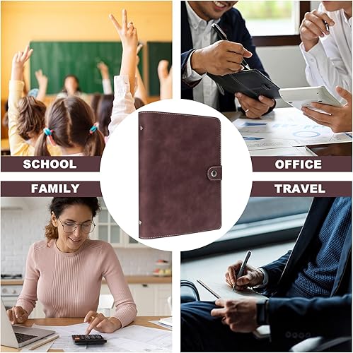 Vista 42 de FYY - Cuaderno de 6 anillos de piel sintética con bolsillos, divisores y papel de recarga, agenda de tamaño A5, color azul marmolado