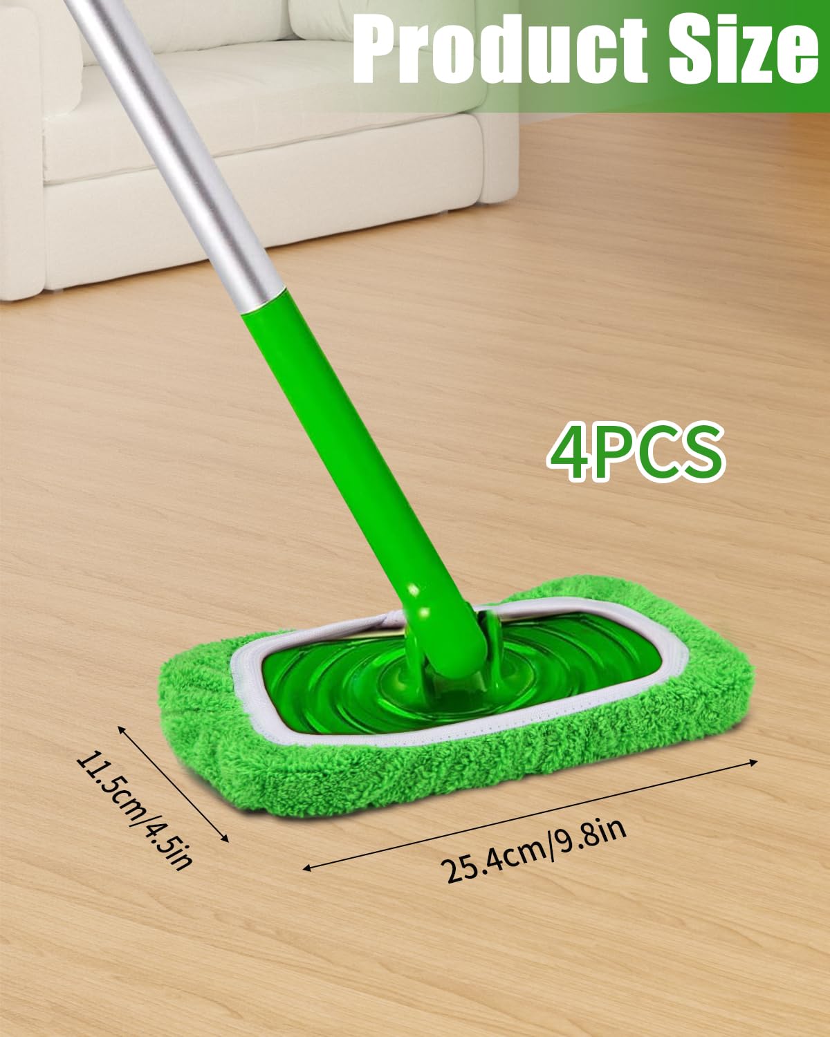 Lot De 4 Tampons Réutilisables Pour Balai Swiffer Sweeper, Lavables En Microfibre, Serpillières Sèches Et Humides Rechargeables Pour Sols Durs Et Parquets