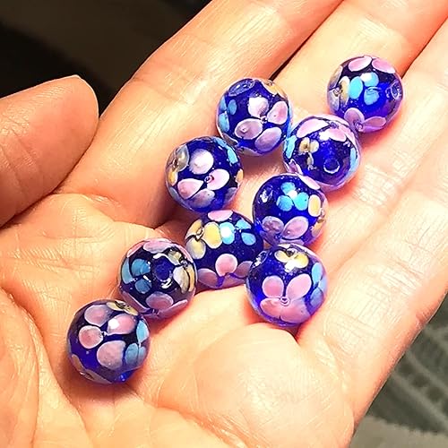 Miniatura 7 de Artsy Crafts - 24 cuentas de cristal de flores de cristal de Murano europeas de 0.472 pulgadas, cuentas de cristal sueltas hechas a mano para hacer