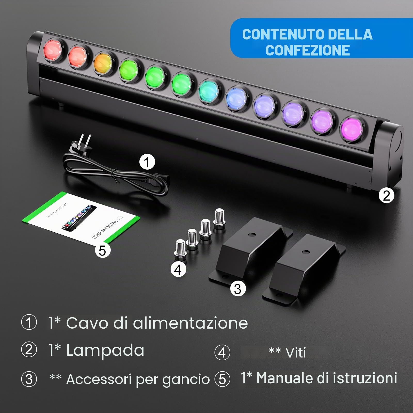 12x20W RGBW LED Teste Mobili Fascio Luce Wallwasher, d-mx512 (7/11/55CH)/Controllo Sonoro-Attivo Asse Y 180° Luce Barra Professionale per Palcoscenico Discoteca Partito Concerto