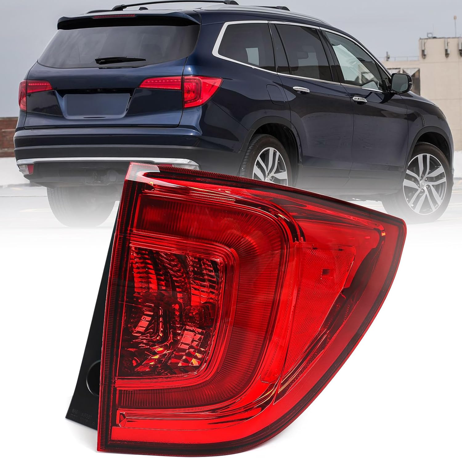 Huray Right Tail Light Assembly for Honda Pilot 2016 2017 2018 [33500TG7A01] OE Tail Lamp Replacement Passenger Side
