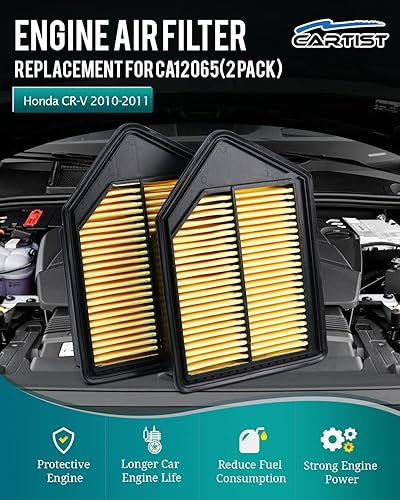 Miniatura 2 de Cartist Paquete de 2 filtros de aire de repuesto para motor CA10885, filtro de aire de repuesto para 17220-REZ-A00