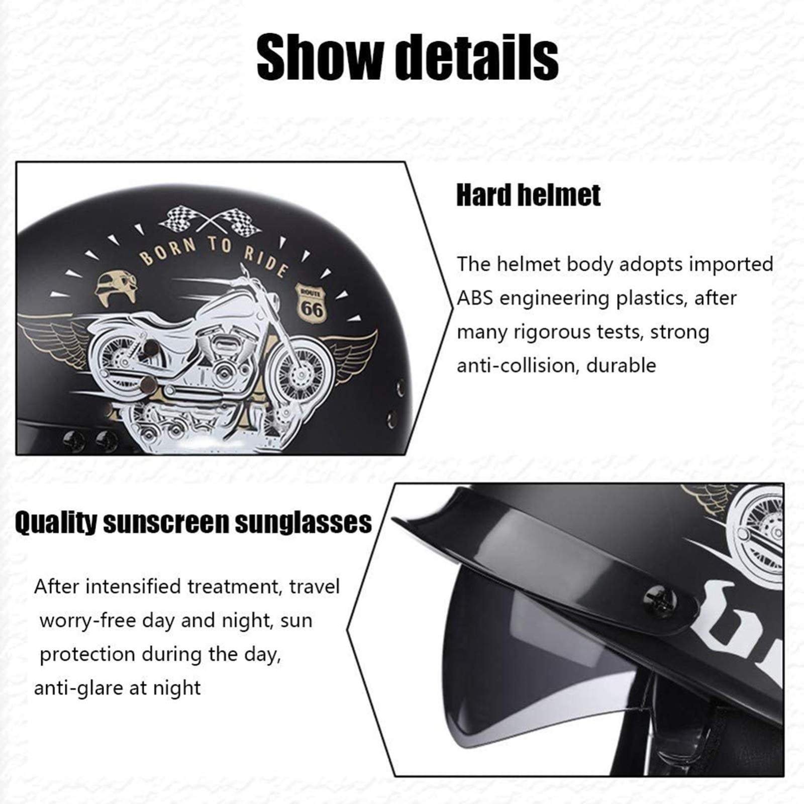 Casque Moto Jet Open Face Vintage - Homologué ECE, Pour Scooter, Chopper - Homme Et Femme, Quatre Saisons
