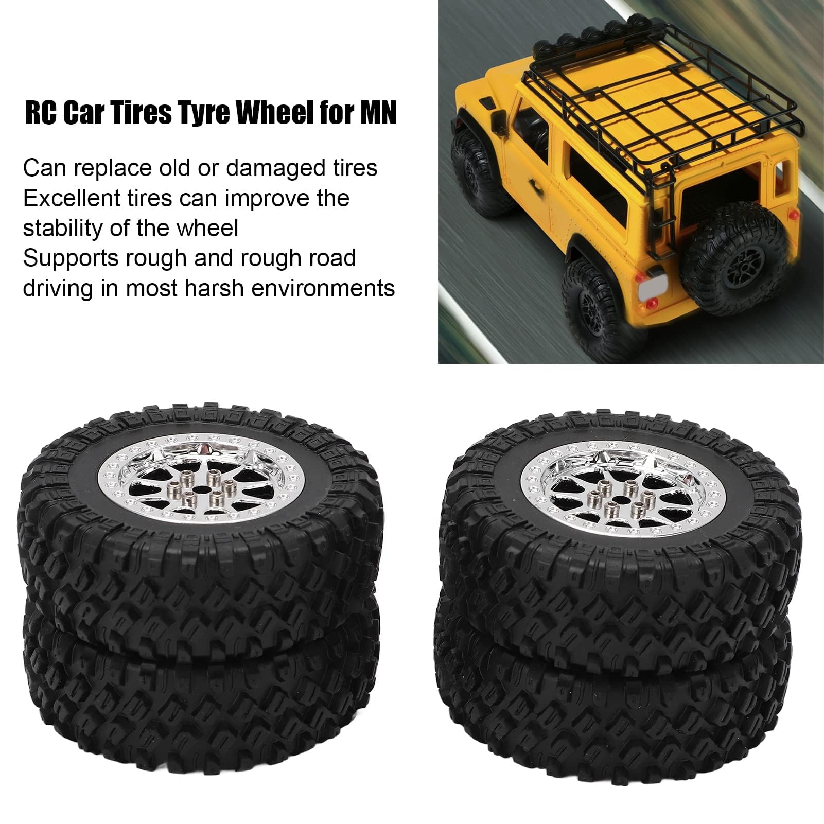 HERCHR 4Pcs RC Crawler Rubber Tires - Image 4