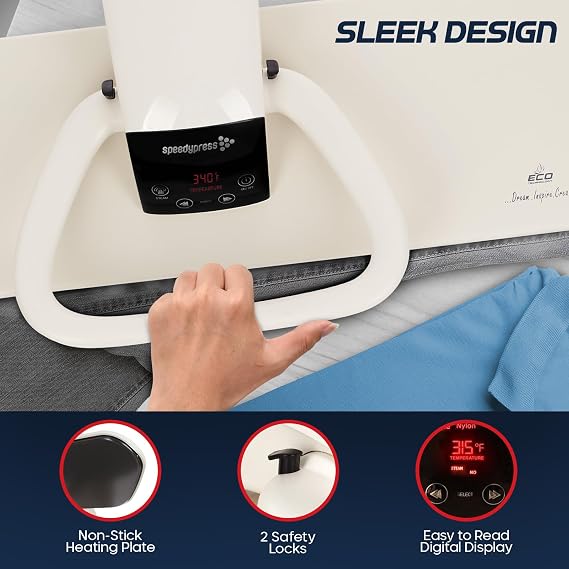 SpeedyPress 100HD Steam Fabric Press - 40 inch Digital Heavy-Duty with Large Removeable Water Tank and Water Filter - Fast Heating, Multiple Temperature Modes
