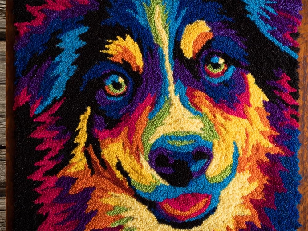 FWRTYCB DIY Crochet Carpet Kit Running Dog 20X15Inch Carpet Making Kit