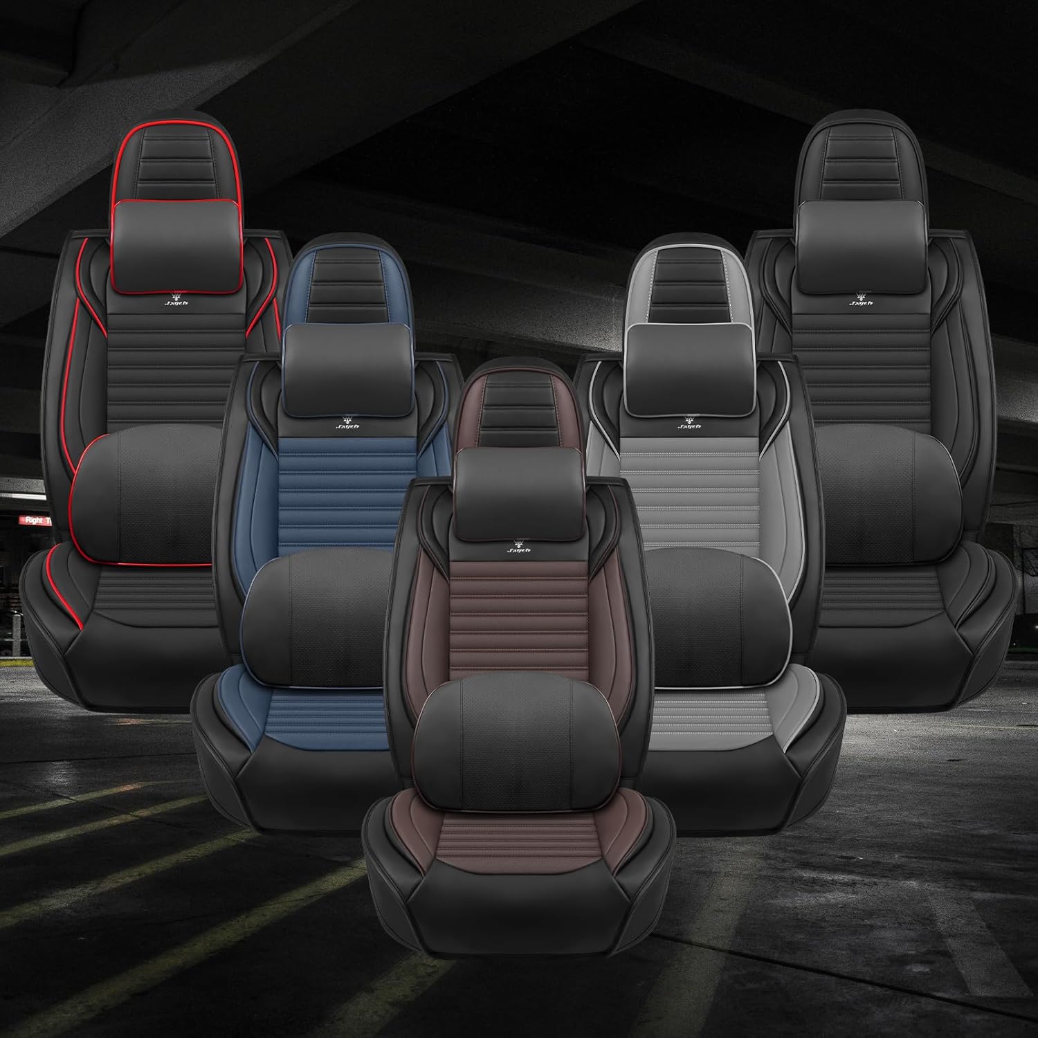 Seat Covers Full Set Fit for RAM 1500 2012-2025, Breathable and Comfortable Leather Car Seat Cover, Deluxe Waterproof Cushion Cover Auto Interior Accessories (Black Brown)