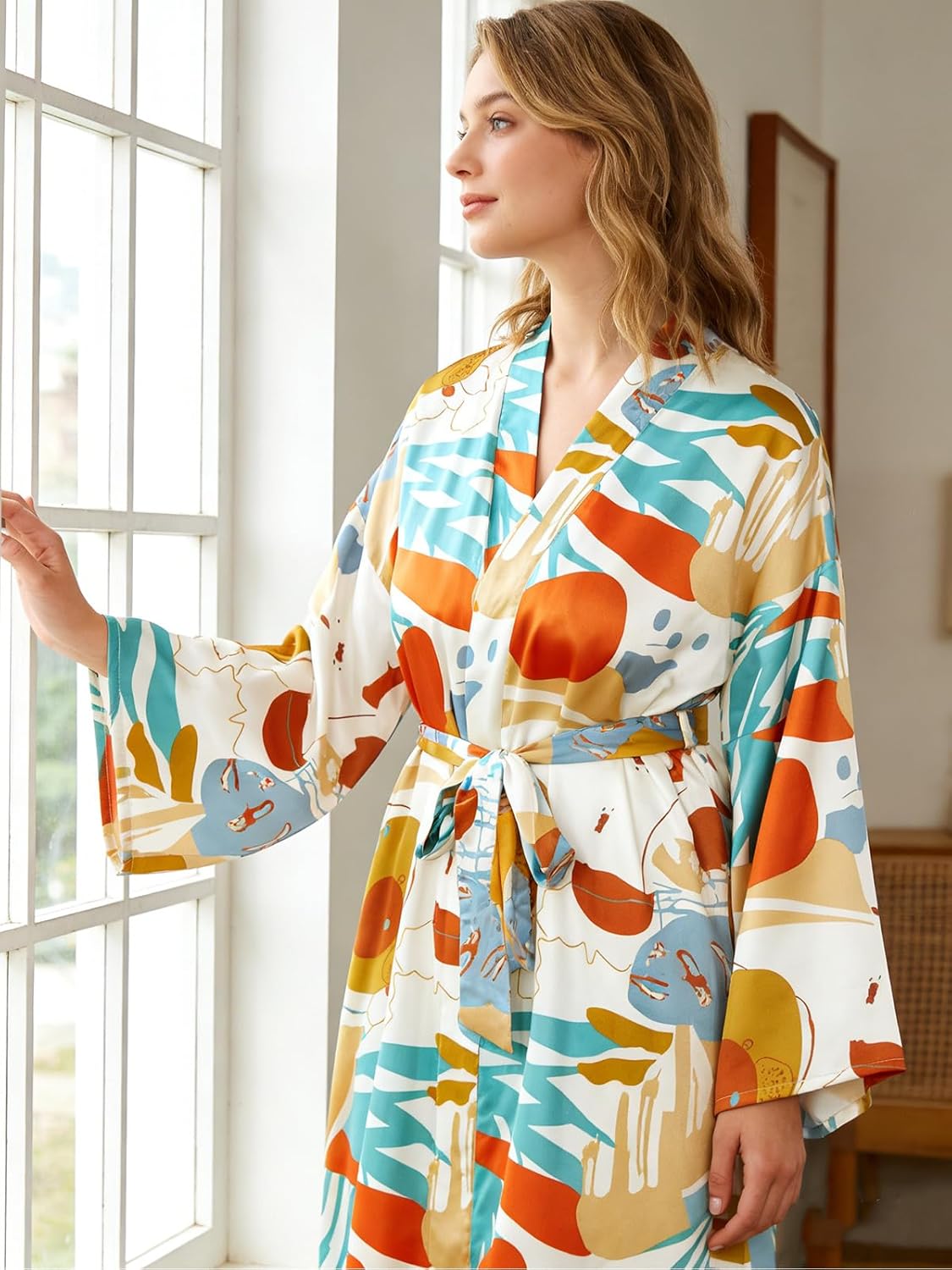 Long Satin Robe for Women Plus Size Silk Robes Soft Silky Kimonos Bathrobes Dressing Gowns - Image 6