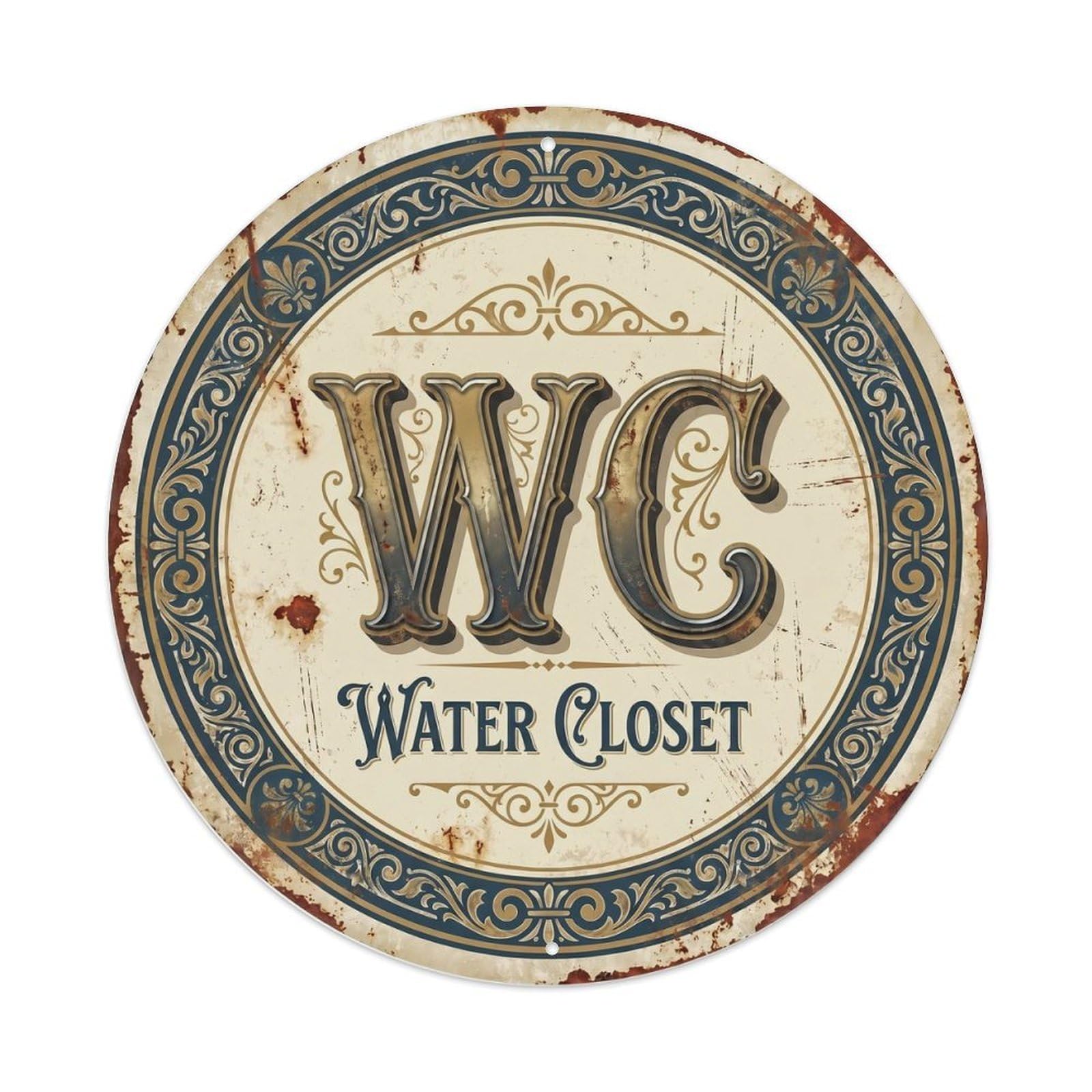 Toilet （WC） Parlor Shield Metal Tin Sign Plaque Wall Decor for Cafe, Club Bar, Office, Home Garden Round Metal Poster 8x8Inch