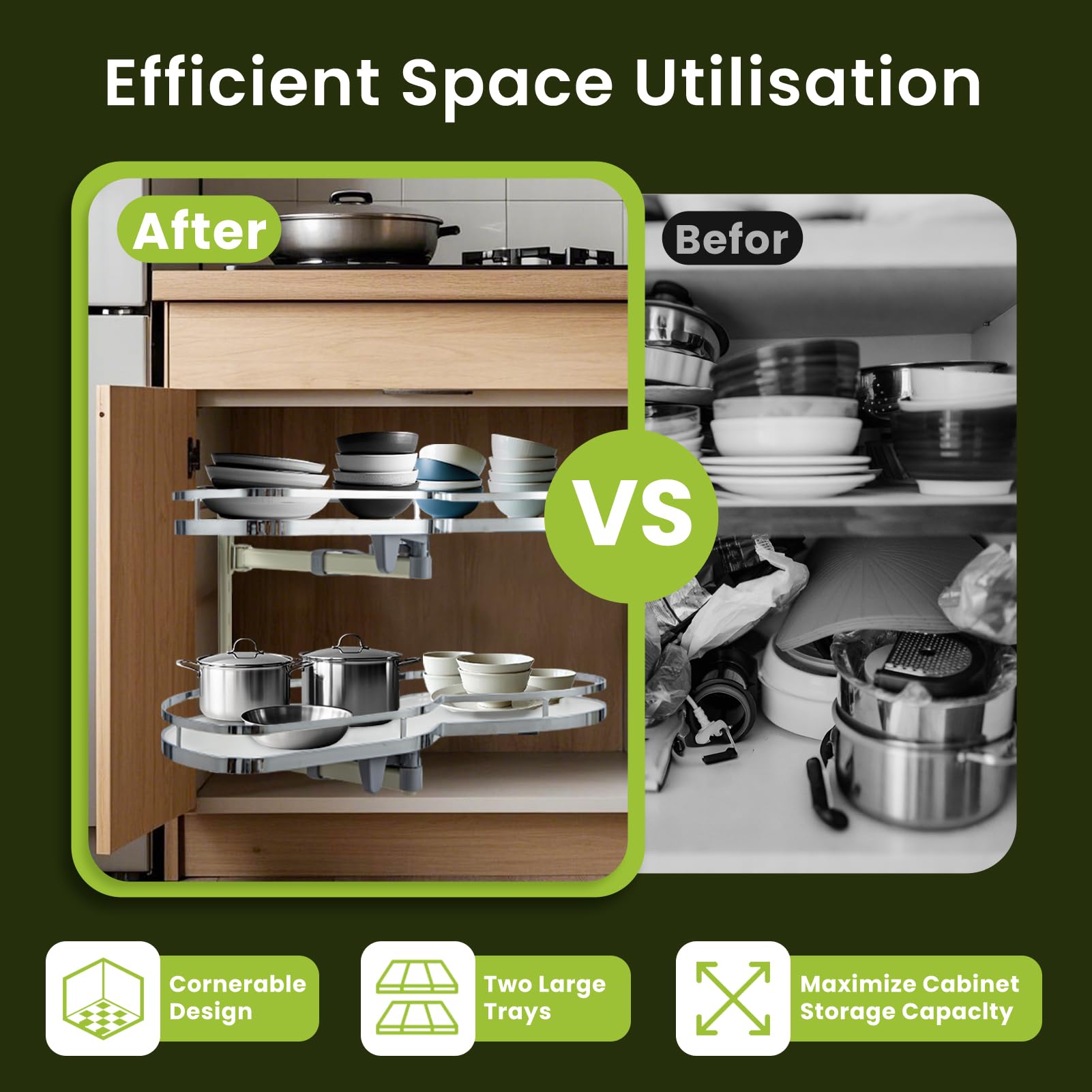 Organizzatore Estraibile per Mobile ad Angolo cieco, organizzatore Estraibile per Cucina a 2 Livelli, organizzatore Estraibile per Mobile ad Angolo cieco, organizzat,