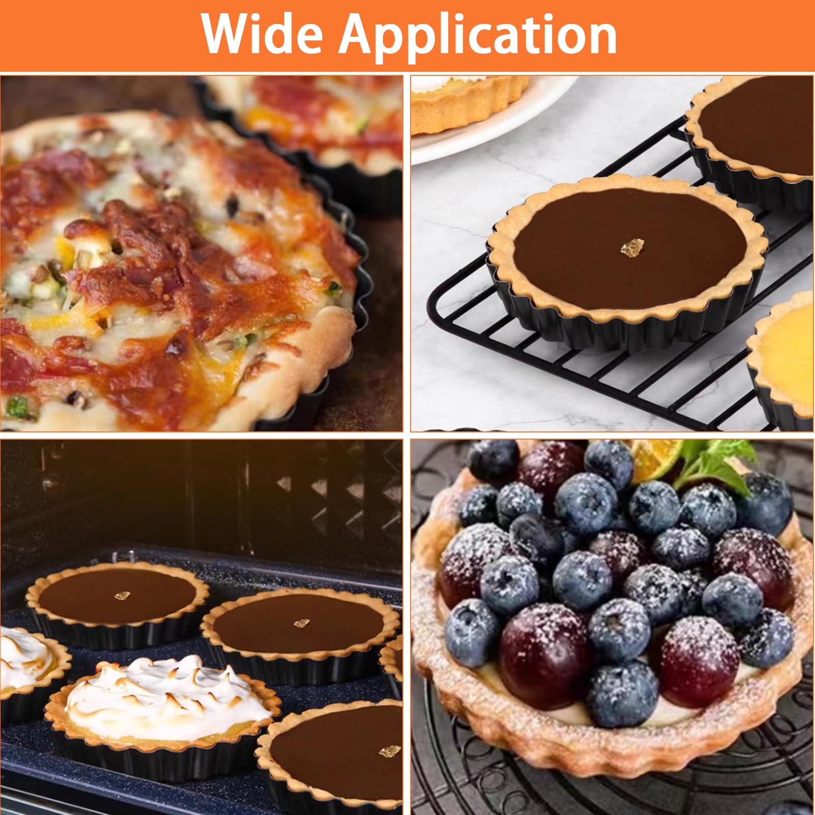 3 Pièces Moule a Tarte avec Fond Amovible, 22/26/30 cm Moule à Tarte Antiadhésif, Moule à Quiche Rond, Plat a Tarte Acier au Carbone Pour la Pâtisserie, le Gateau, la Quiche