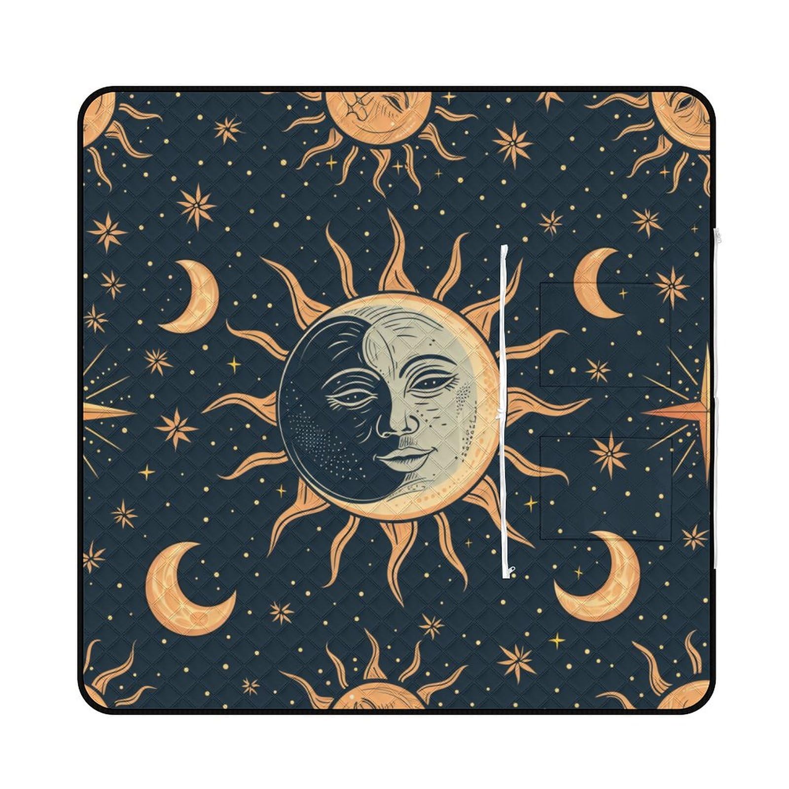3D Impression Le Ciel étoilé Couverture Pique Nique Or Tapis Pique Nique Tapis Plage Tapis Picnic pour Jardin,Nappe, BBQ, Randonnée 148x148cm
