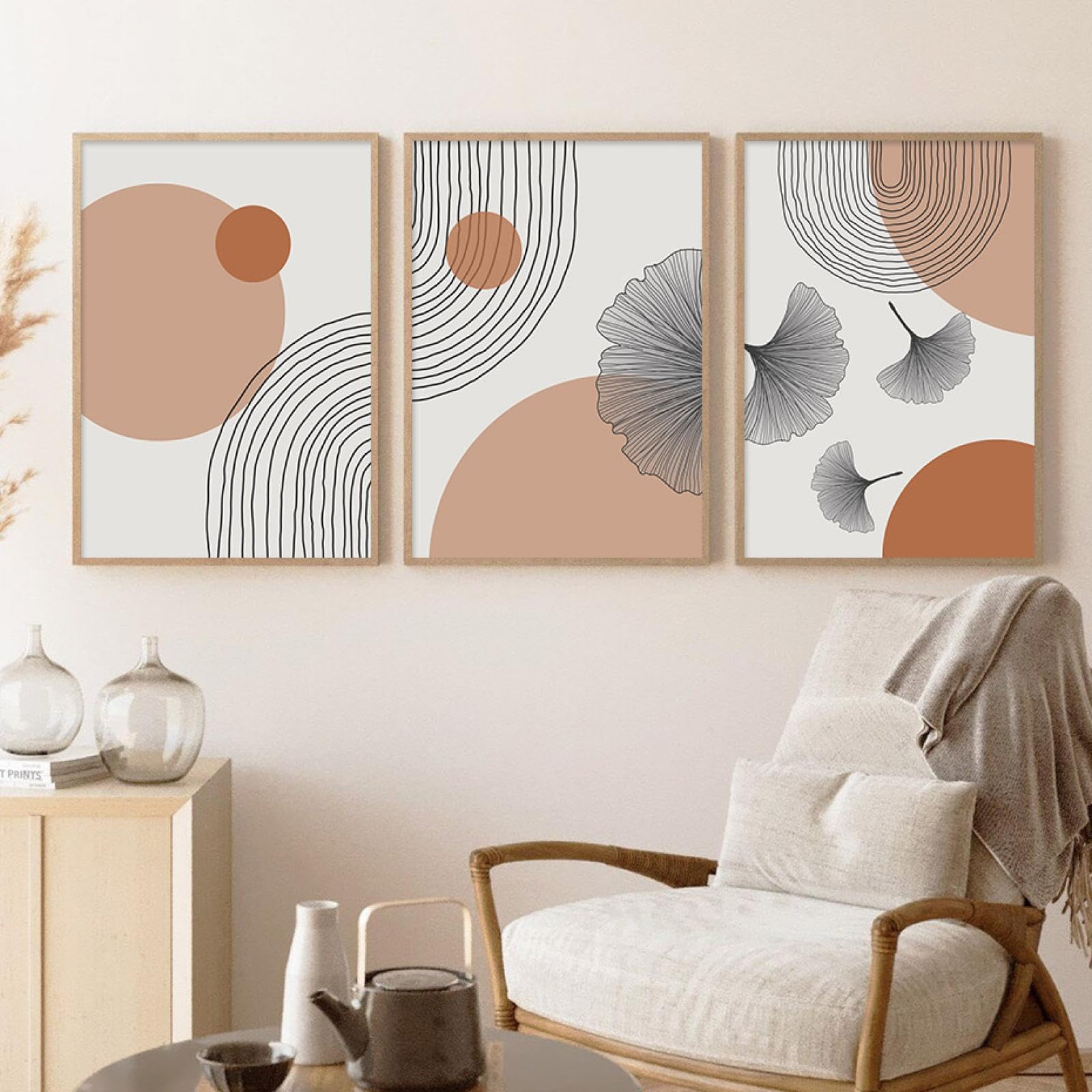 KOMLLEX Arazzo Bohémian 78x59 Cm Con Motivo Arco E Foglie - Marrone/Beige - Decorazione Parete