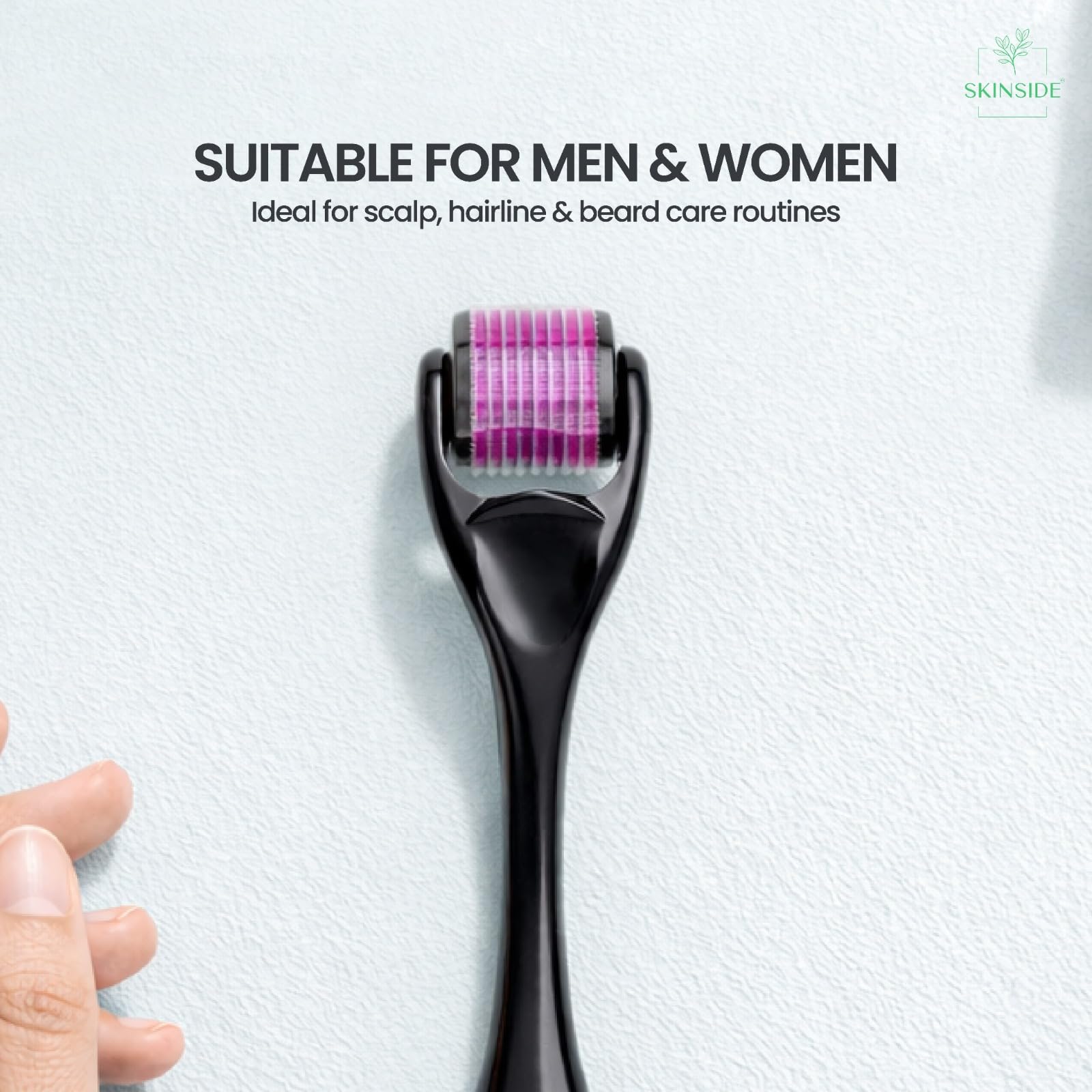 SKINSIDE Derma Roller for Hair & Beard Growth | 540 x Titanium Microneedles Roller for Hair | For Men & Women | With Protective Case & Sanitizer 30ml (0.5 mm) - Image 3 thumbnail