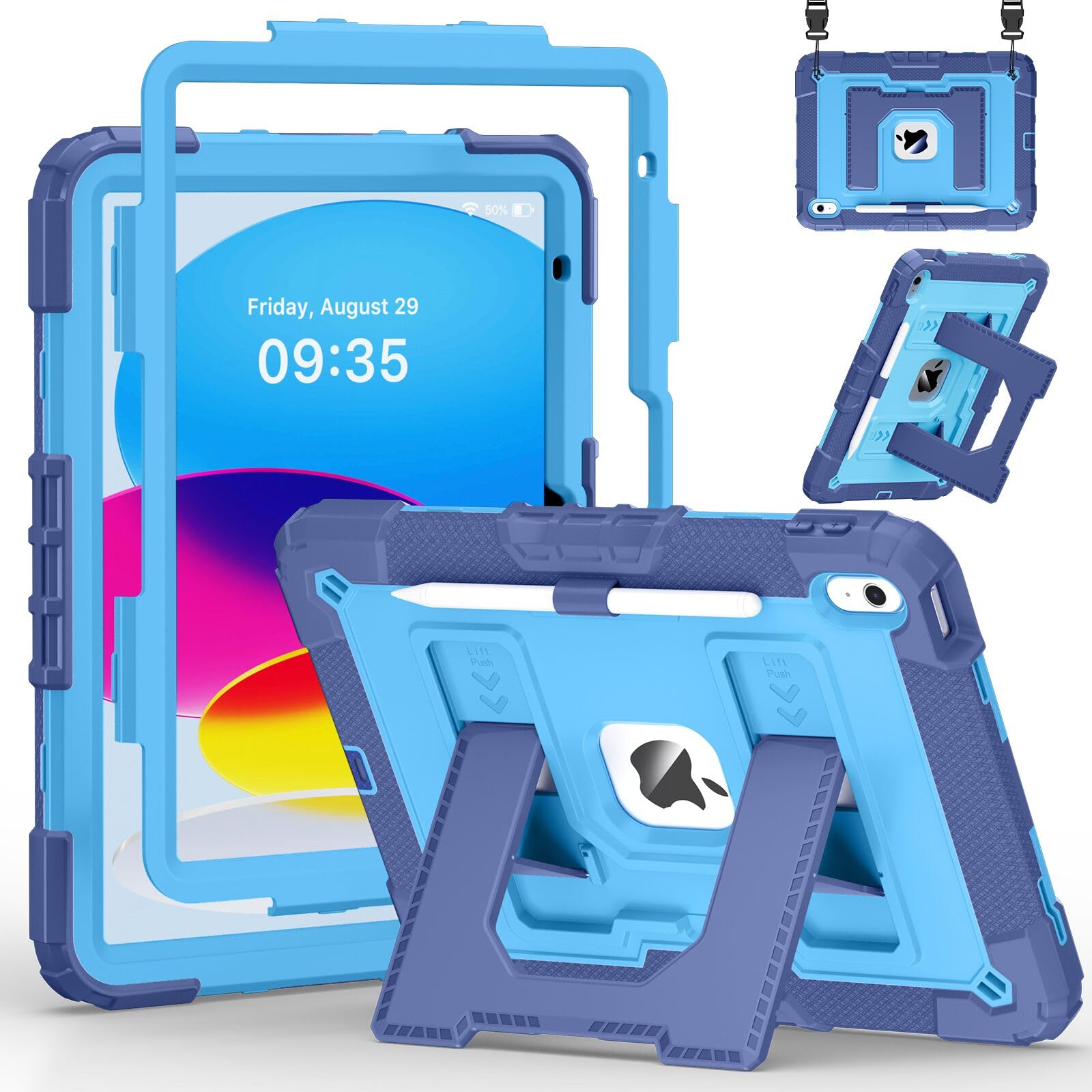 Dinines Rugged Case for iPad A16 11th Gen / 10th Gen