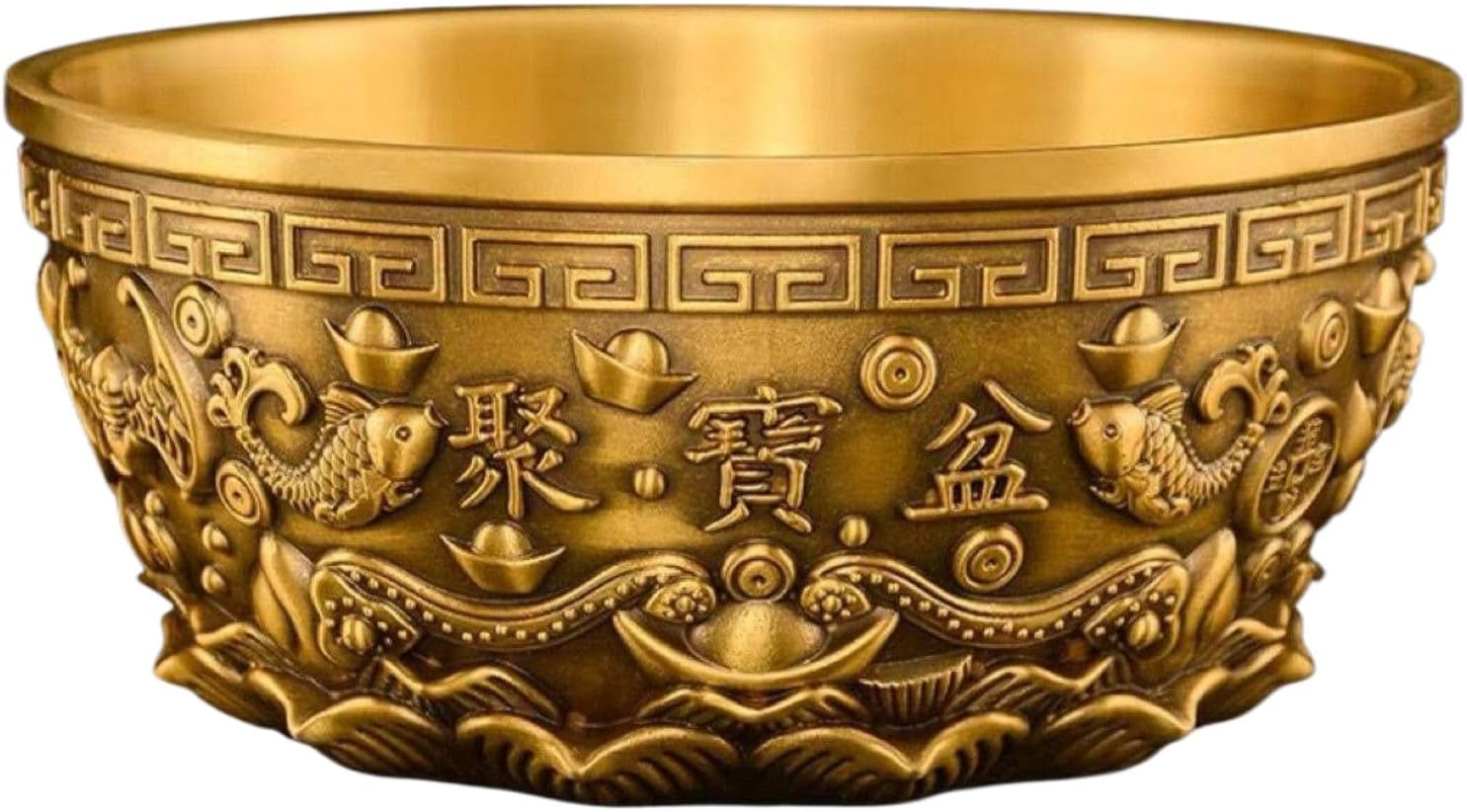 纯黄铜 Feng Shui Golden Treasure Basin 聚宝盆招财铜摆件 Feng Shui Home Office Decor Chinese Gifts 聚财 Feng Shui Golden Treasure Basin 聚宝盆家用客厅摆件 Feng Shui Home Office Decor Chinese Gifts 公司店铺开业礼品 7980