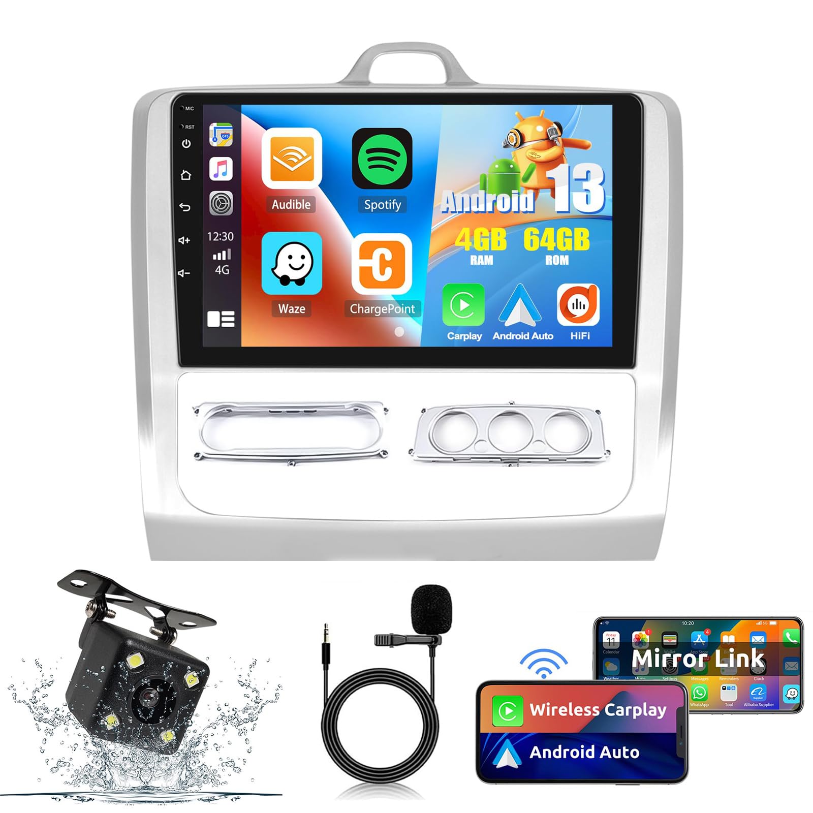 Radio de coche Android 13 5G-WiFi de 9 pulgadas para Ford Focus Mk2 y Mk3 8