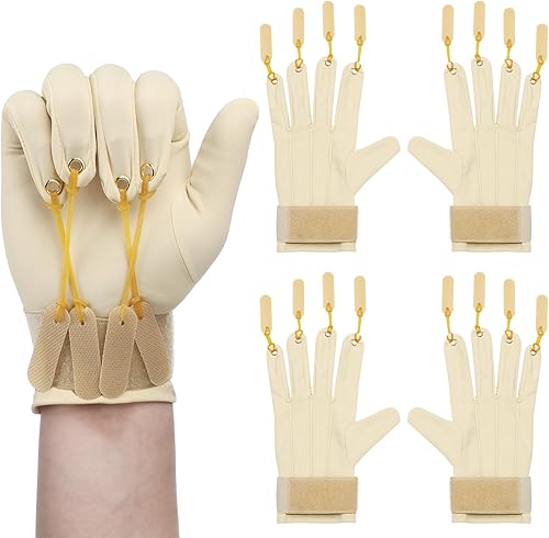 Panitay 2 pares de guantes de ejercicio de tracción Mano Dedo Fortalecimiento Pulgar Flexion Guante de terapia física para aumentar la fuerza