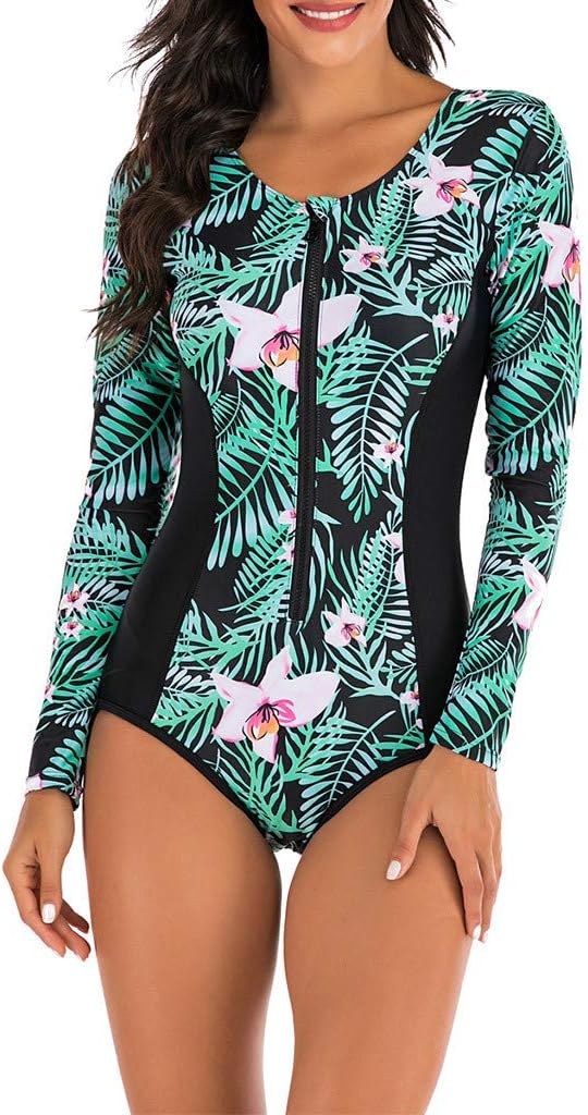 Starryflashing Maternity Swimwear Tankini Women One Piece Swimsuit with Sleeve, Ladies Beach Printed Diving Suit Bodysuit