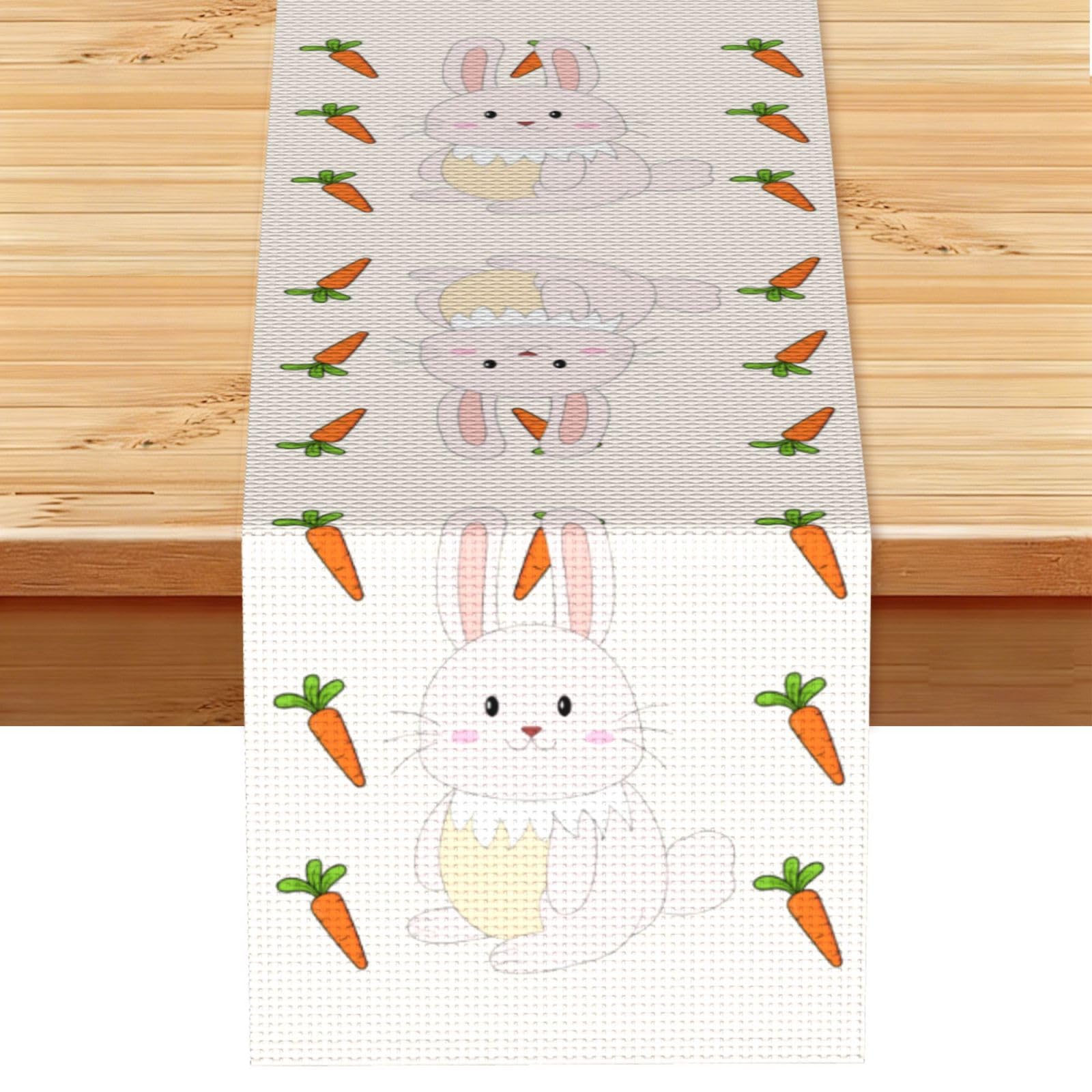 smiling rabbit Linen Feel Table Runner Wedding Party Home Decoration