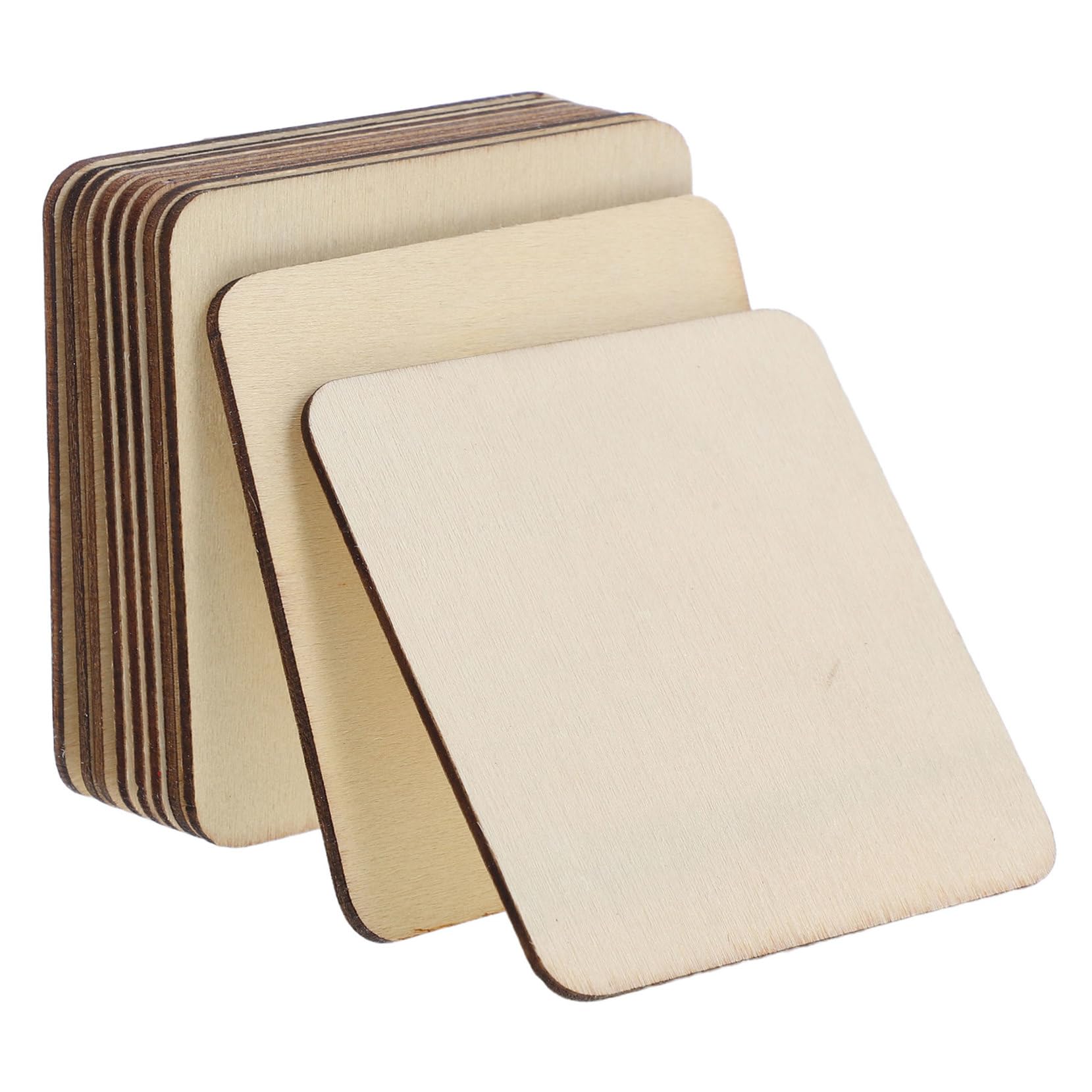 40 Piezas Cuadrados de Madera sin Acabado Piezas de Madera para Manualidades DIY Pintables para Decoración Hogar Cojinetes Adornos