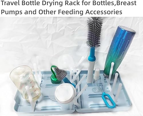 Miniatura 5 de Estante de secado de botellas de viaje que ahorra espacio, estante plegable para drenaje de botellas con 16 costillas, estante de secado portátil