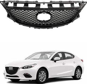 Front Grille Bumper Middle Grill Texured Black Kit Assembly Replacement for 2014 2015 2016 Mazda 6 Sedan 4-Door