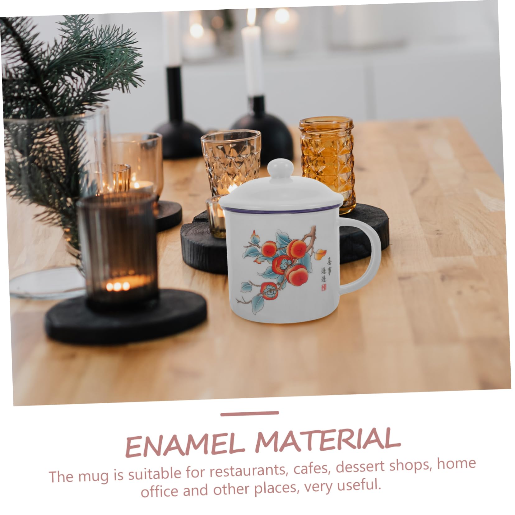 2stücke Vintage Emaille Tasse Für Hochzeit Und Party Stilvolle Teetasse Mit Deckel Robustes Langlebiges Design Für Kaffee Und Tee Praktische Outdoor Trinkbecher