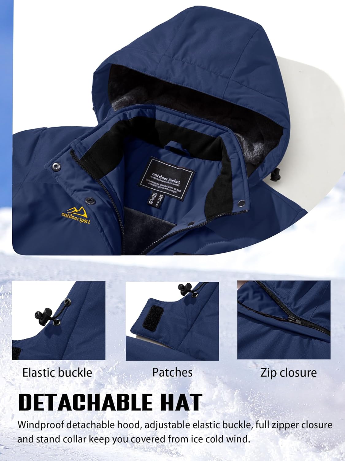 TACVASEN Women's Winter Jacket Waterproof Ski Jackets Snow Coat Warm Fleece Rain Jacket with Hood Windbreaker - Image 6