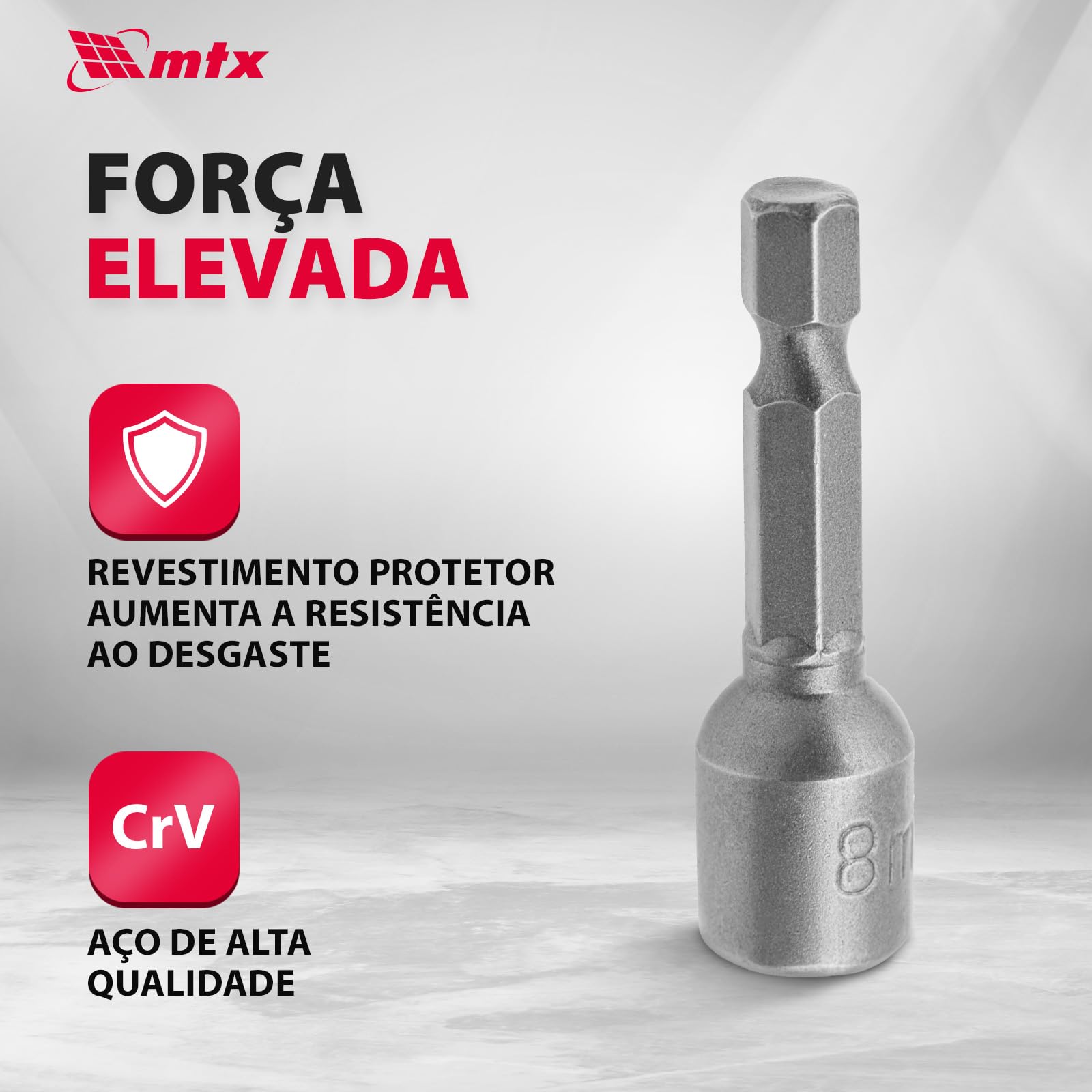 Mtx Soquete Magnetico Para Parafusadeira D = 8 Mm L = 45 Mm