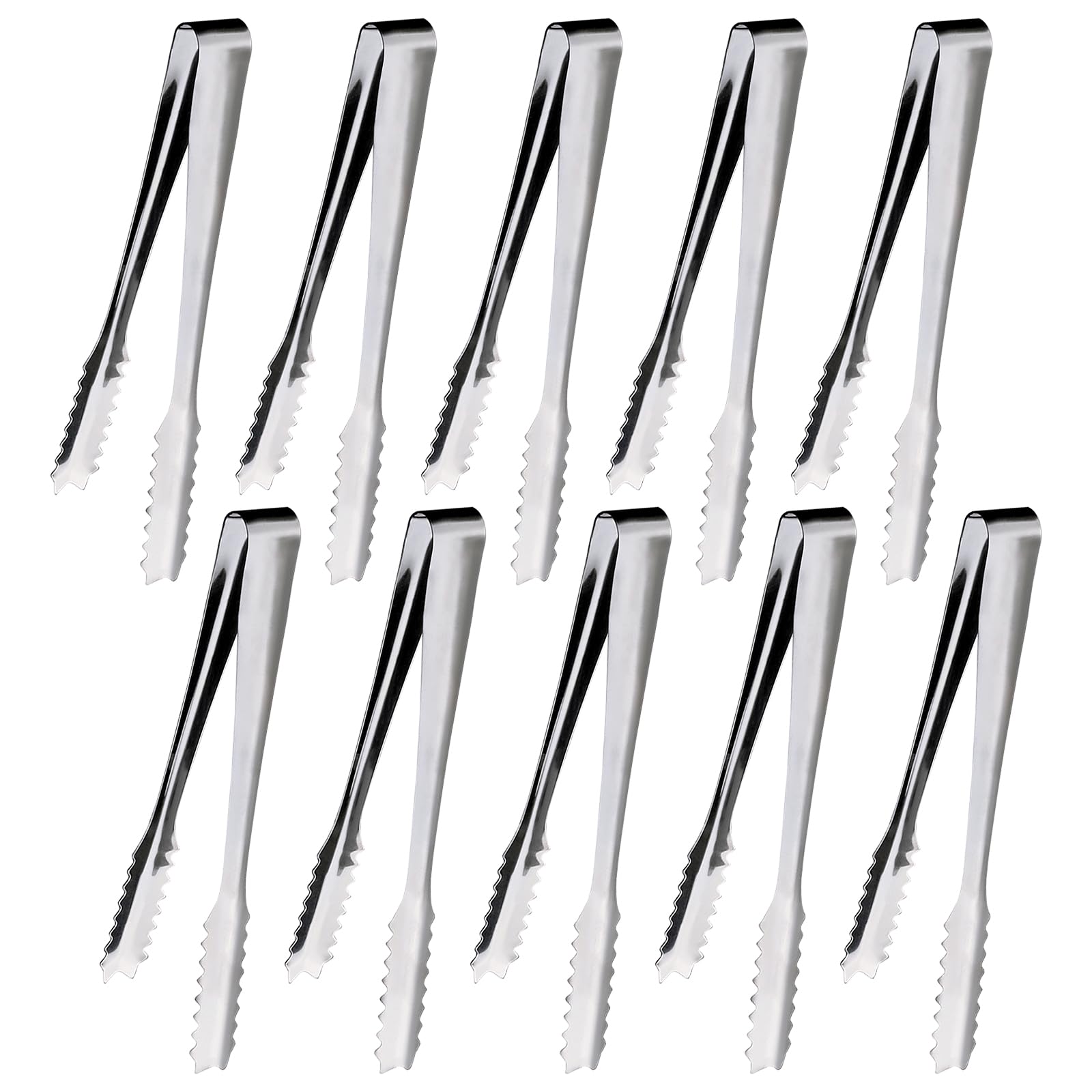 Redamancy 10 Pcs Ice Tongs, Sweet Tongs, Mini Tongs, Small Tong, Sugar Tong, SweetTongs for Pick Mix, Serving Tongs, for Food, Sweet, Bread, Cake, Ice