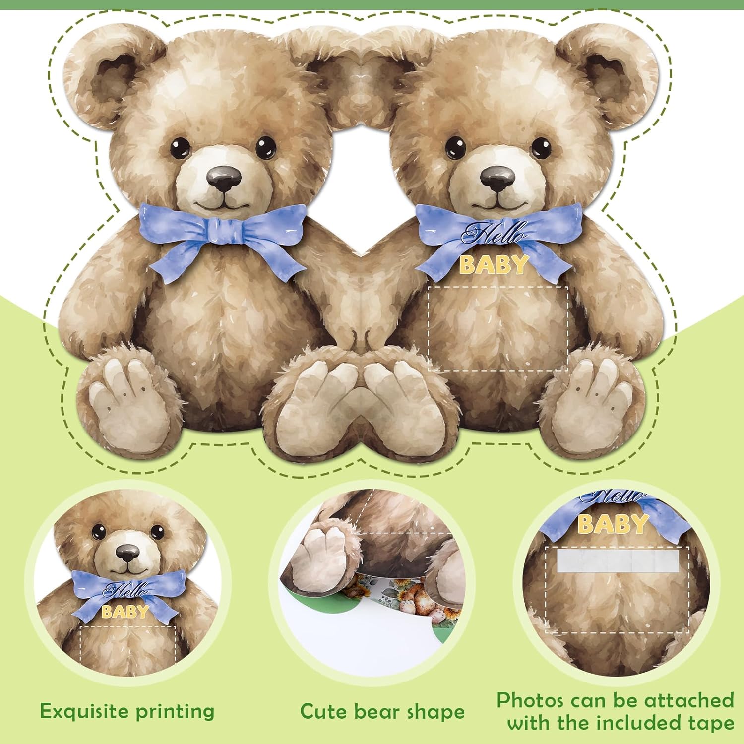 Giant Bear Baby Shower Card 22 x 15 Inch New Baby Congratulations Greeting Card Baby Shower Guest Book We Can Bearly Wait Party Decoration Pregnancy Good Luck Gift for New Mom Dad Parent Gender Reveal - Image 3