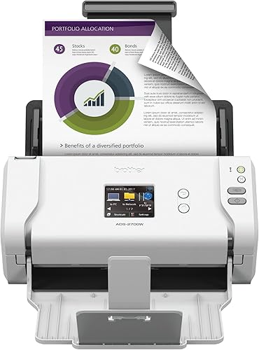 Escáner de documentos de escritorio inalámbrico de alta velocidad Brother, Blanco