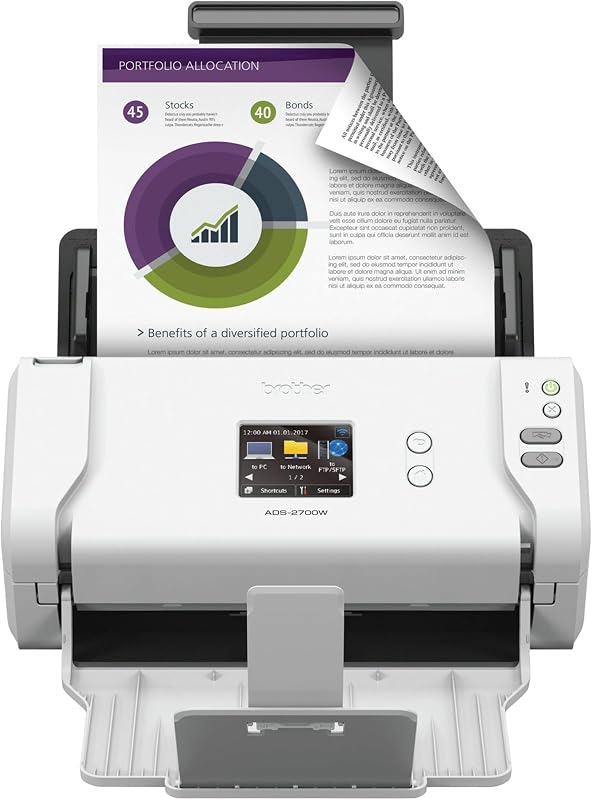 Escáner de documentos de escritorio inalámbrico de alta velocidad, ADS-2700W, pantalla táctil LCD, escaneo dúplex | ADS-2700W, pantalla táctil LCD, escaneo dúplex