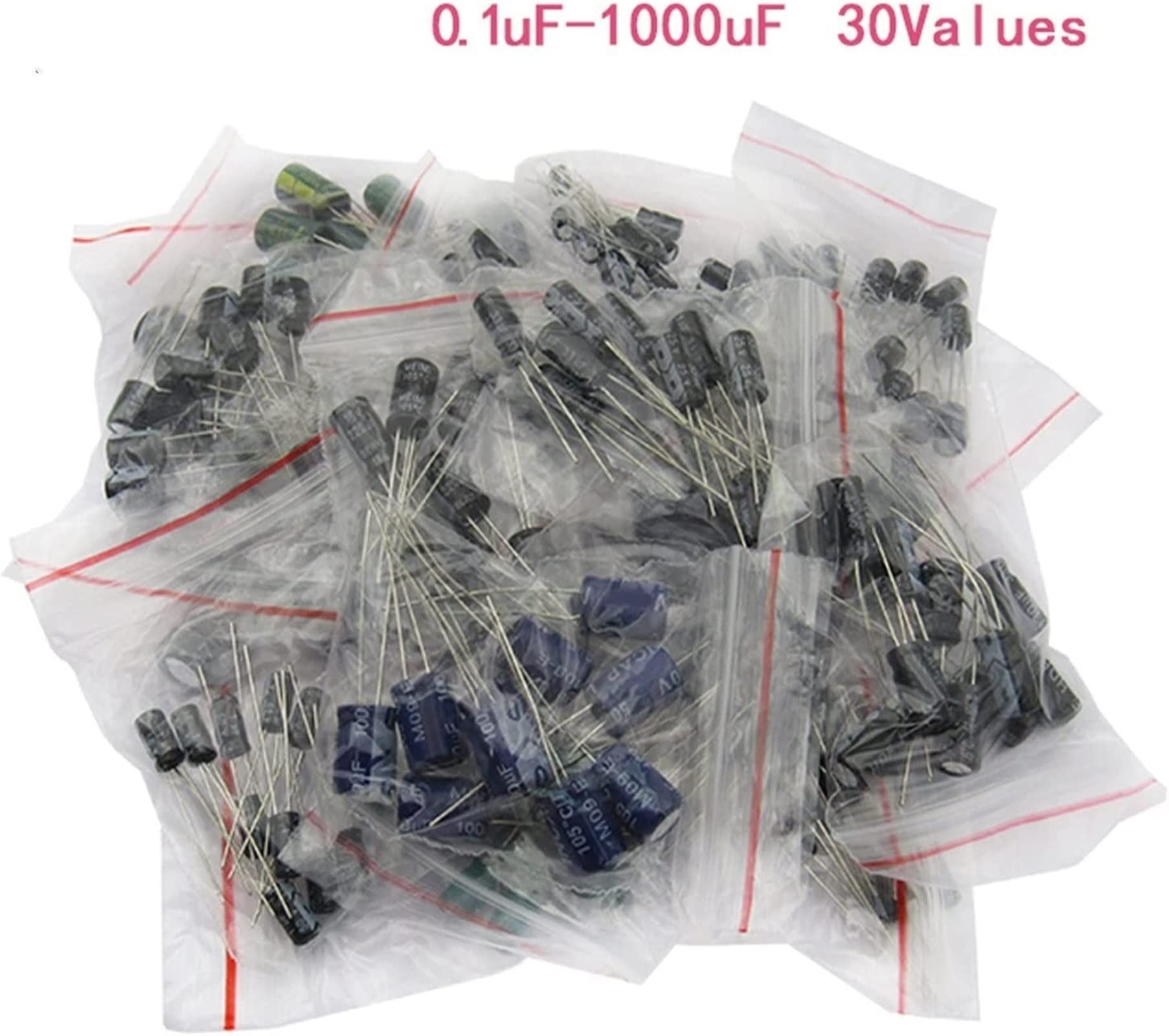 Accesorios electrónicos Kit de condensadores 900 piezas Kit de 30 valores 0.1uF-1000uF Condensadores electrolíticos Conjunto surtido Kit de condensadores 10V 16V 25V 50V Condensadores de mezcla Sumini