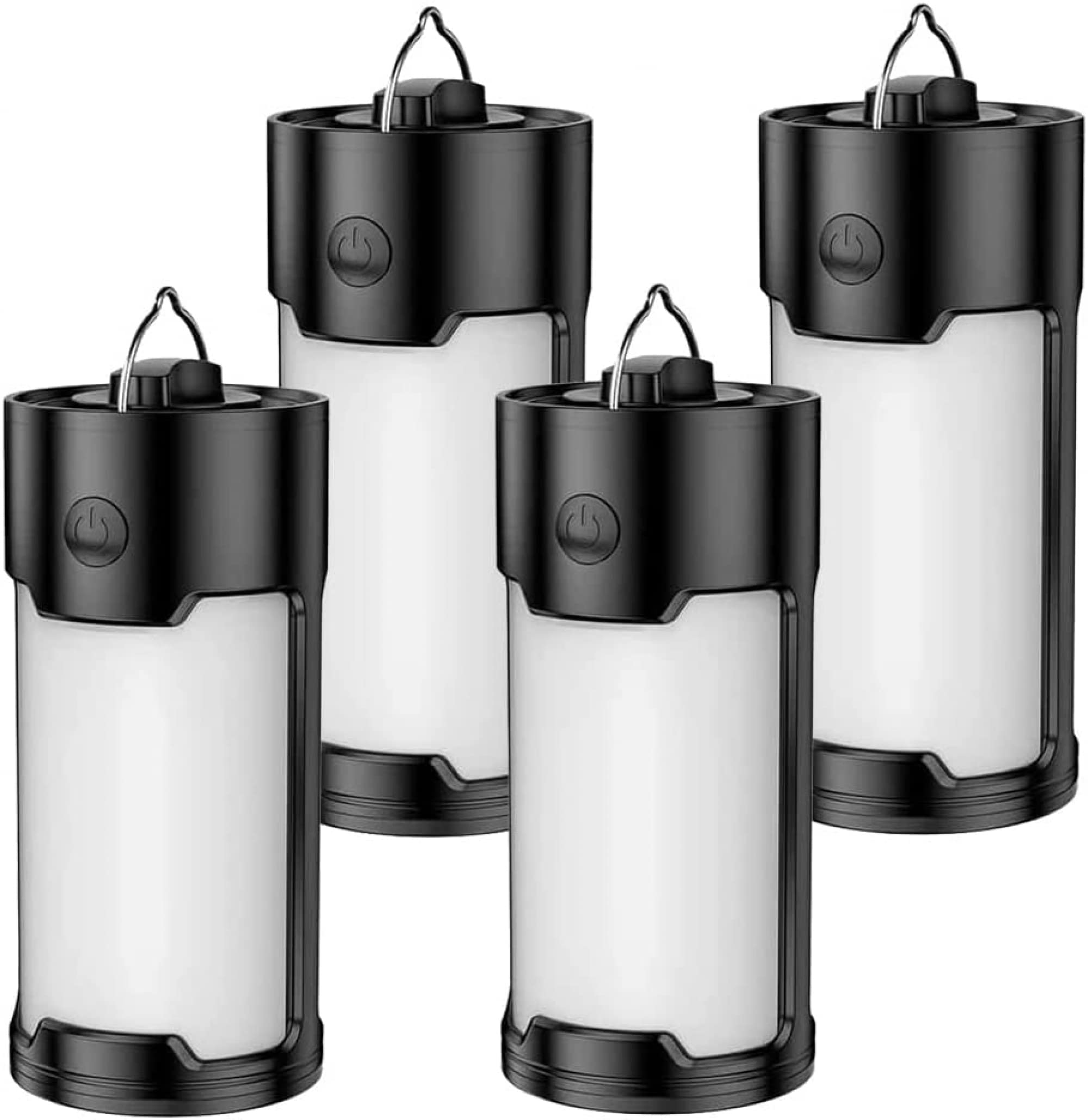 Luces LED portátiles para acampar, 4 linternas de camping superbrillantes alimentadas por batería, IPX45 impermeables 800 lúmenes lámparas de camping para interiores y exteriores huracán en el hogar