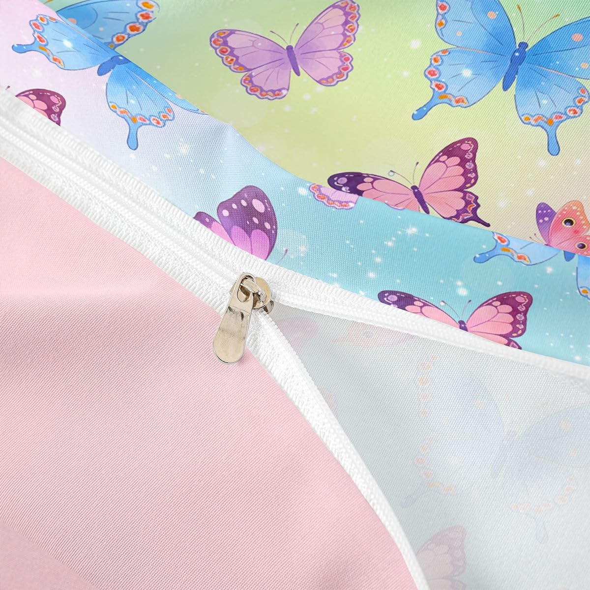 Homewish Set di biancheria da letto super king size per bambini, ragazzi e adulti, con copripiumino con farfalle blu e viola, elegante set di biancheria da letto sfumato con stelle