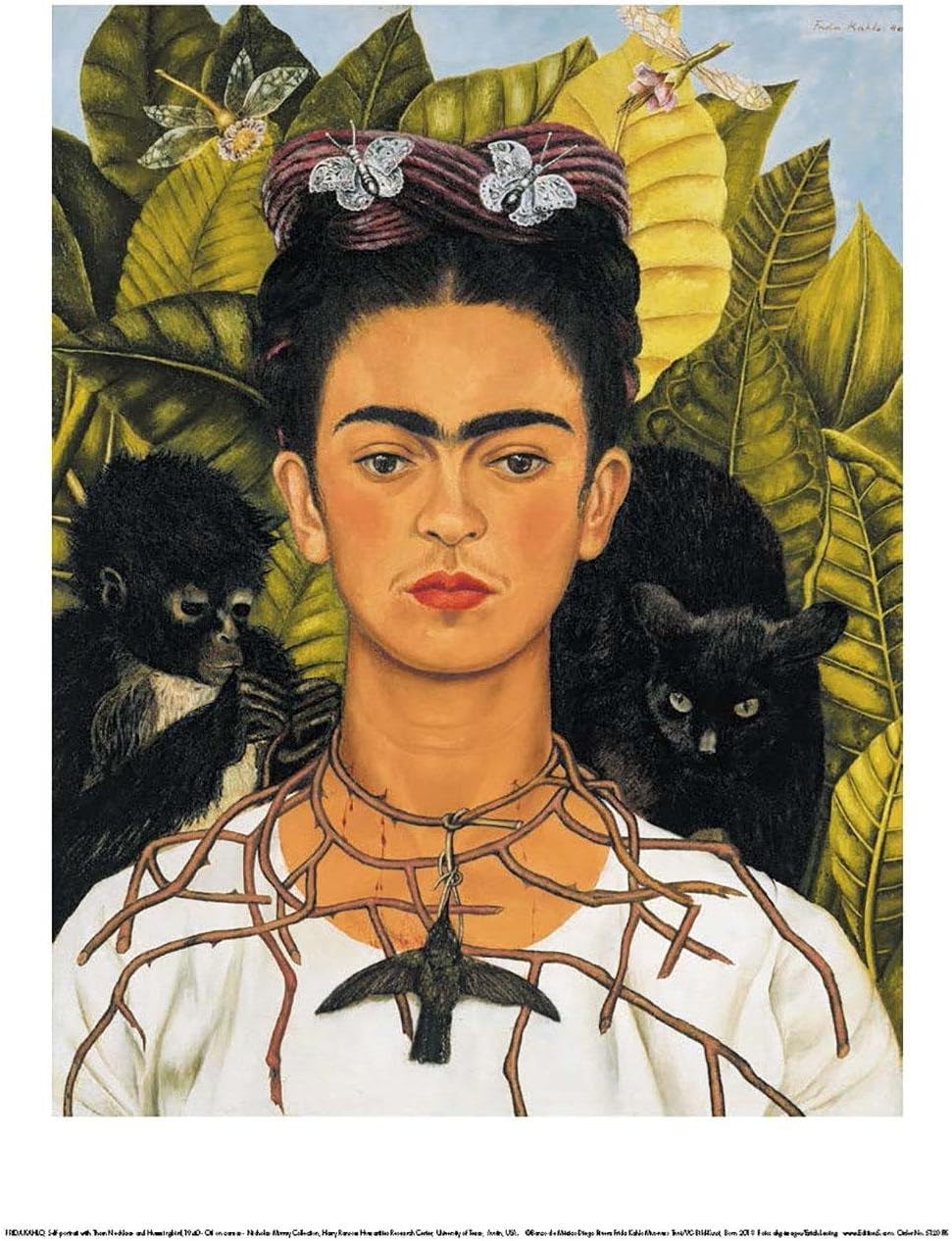 Frida Kahlo Self Portrait with Thorn Necklace and Hummingbird, c.1940