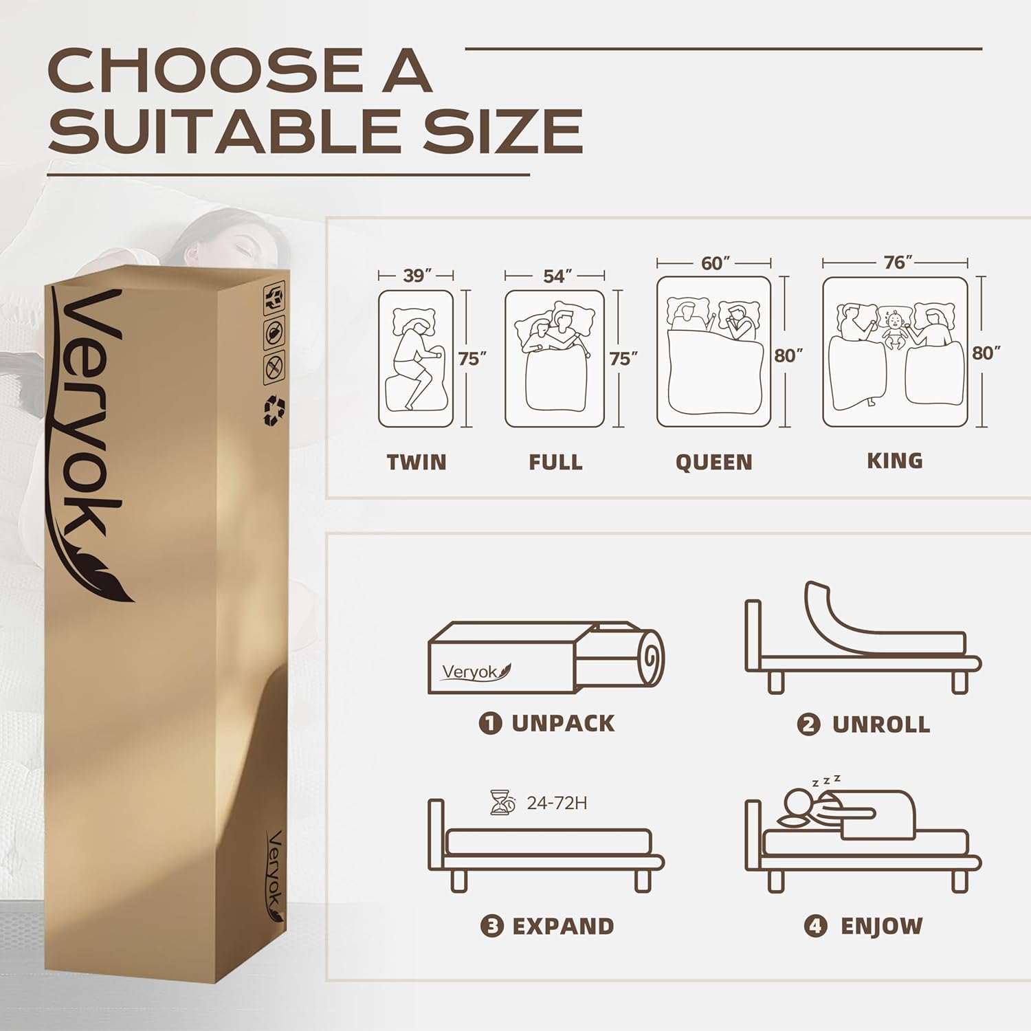 Queen Mattress, 12 Inch Medium Firm Queen Size with Hybrid Bed Mattress in a Box Pressure Relief, Cooling Farbic, Motion Isolation & Edge Support, Fiberglass-Free Design, CertiPUR-US Certified