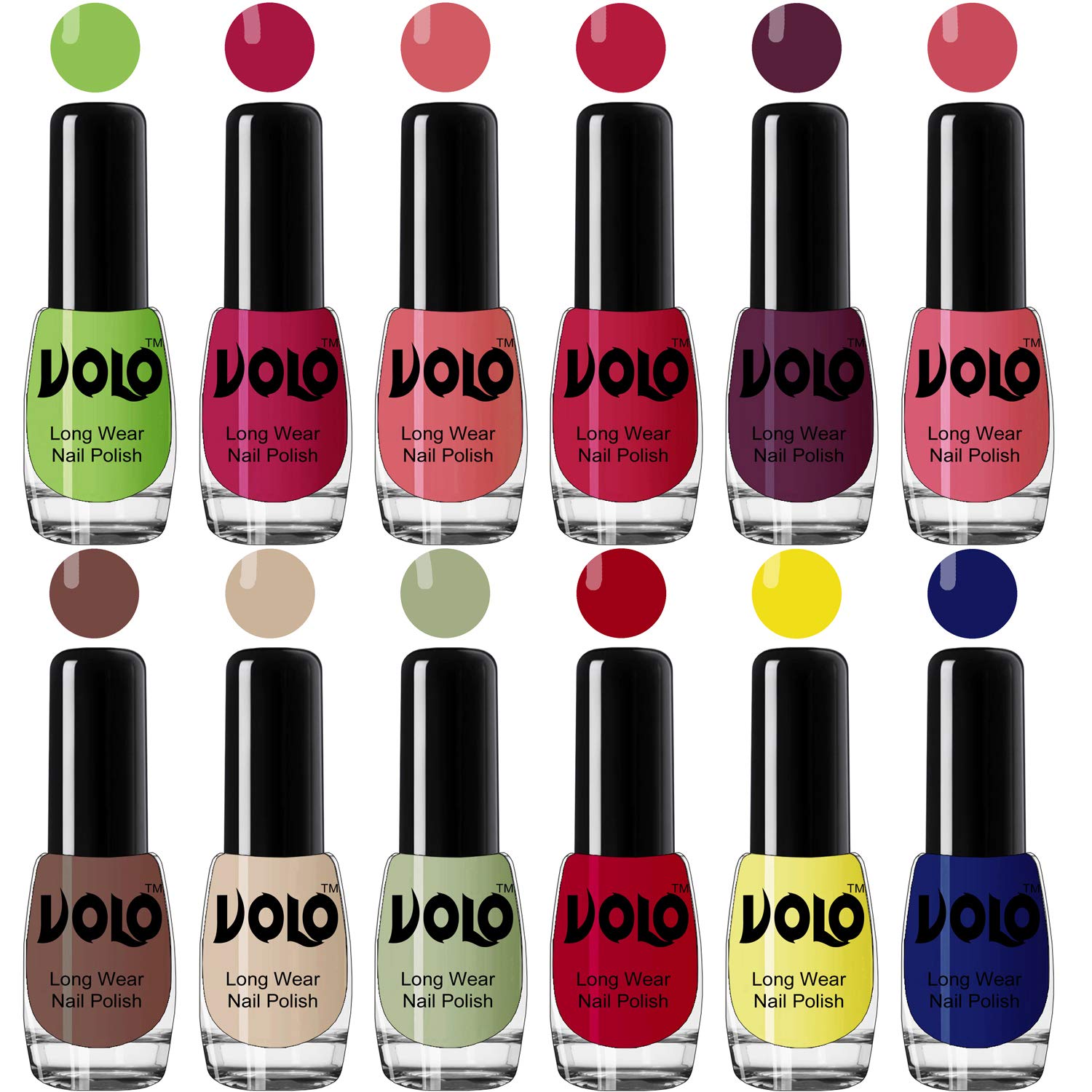 Volo Boss of Gloss Nail Polishes Set of 12 Pcs Infinite Collection(Green, Magenta, Peach, Corals, Wine, Pink, Nude, Nude, Mint, Red, Yellow, Blue) 60 ML-image-23