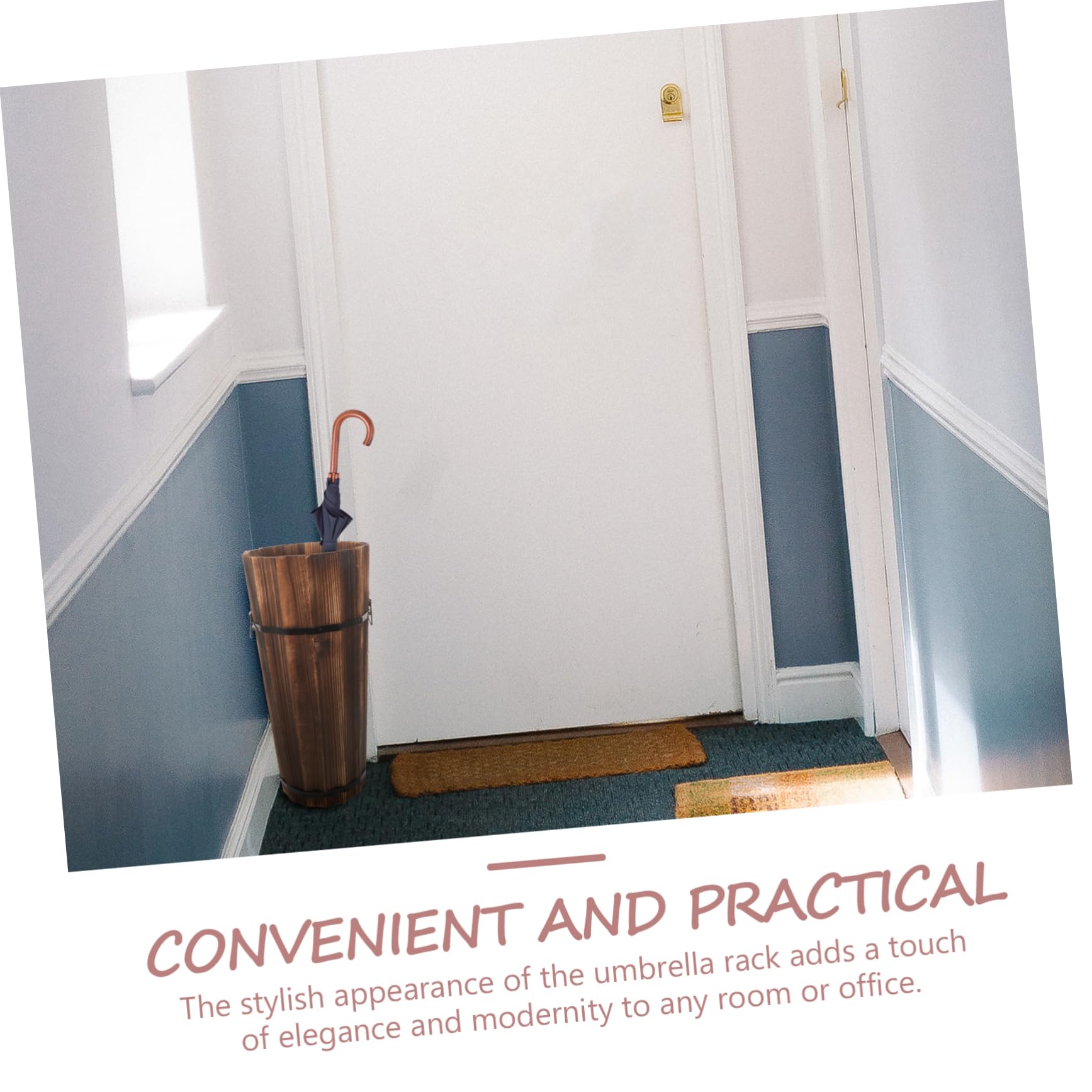 ULDIGI Whiskey Barrel Umbrella Stand Sturdy Wooden Umbrella Holder for Outdoor Indoor Use