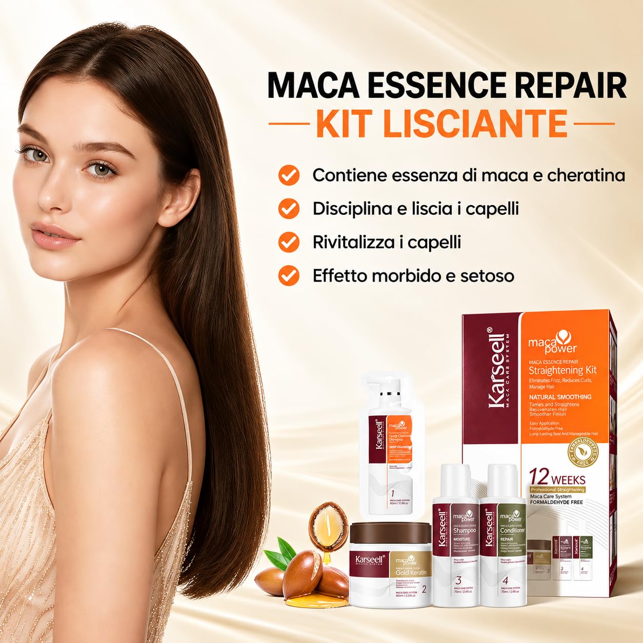 Karseell MACA CARE SYSTEM Kit Lisciante Professionale alla Cheratina