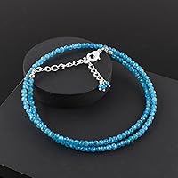 Vista 35 de Natural Moonstone Gemstones Choker Necklace, Faceted Rounds Beads, Silver Plated Jewelry, Healing Crystals, Birthday, Handamde, Minimalist, Women