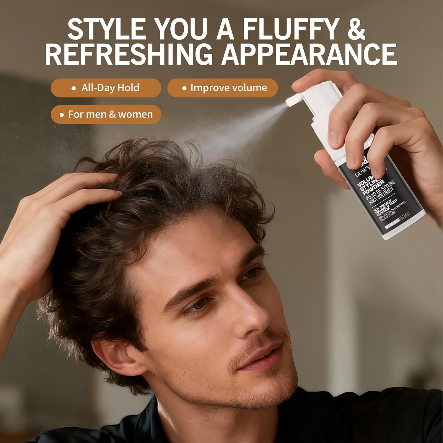 Gowwim Texture Powder, 360° Rotating Nozzle Design Hair Texture Styling Volume Powder Instant Oil Control & Matte Finish Long-Lasting Volume for Men & Women Volumizing Non-greasy 10g